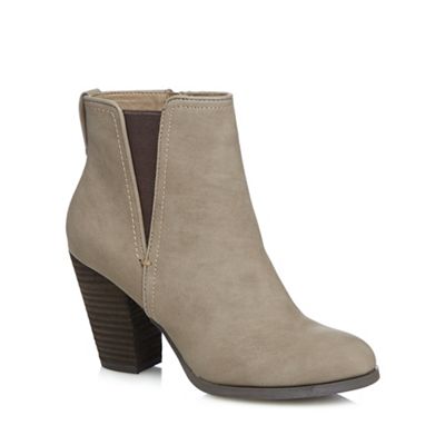 Taupe 'Pydia' high block heel ankle boots